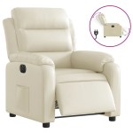 vidaXL Fotoliu rabatabil electric, crem, piele ecologică