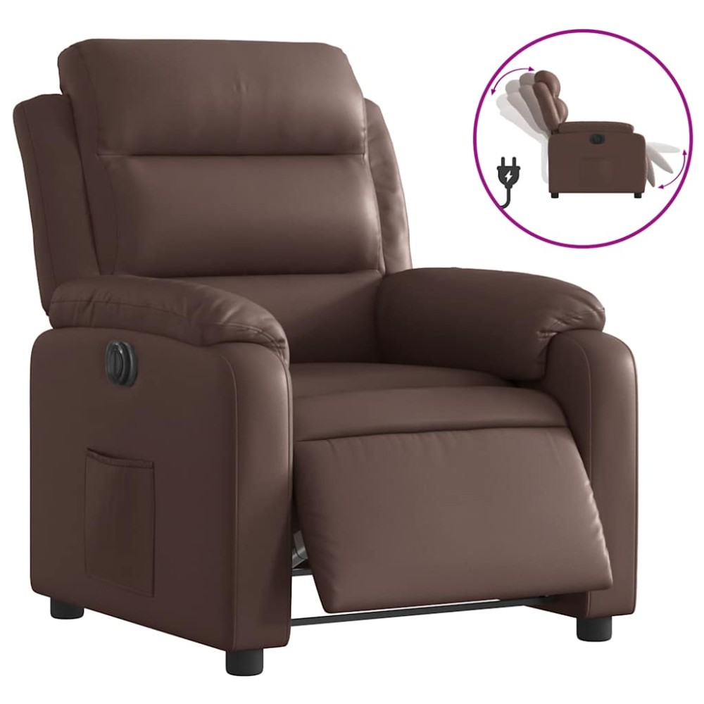 vidaXL Fotoliu rabatabil electric, maro, piele ecologică