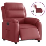 vidaXL Fotoliu rabatabil electric, roșu vin, piele ecologică