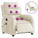 vidaXL Fotoliu electric de masaj rabatabil, crem, piele ecologică