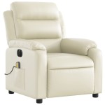 vidaXL Fotoliu electric de masaj rabatabil, crem, piele ecologică