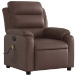 vidaXL Fotoliu electric de masaj rabatabil, maro, piele ecologică
