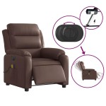 vidaXL Fotoliu electric de masaj rabatabil, maro, piele ecologică