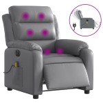 vidaXL Fotoliu de masaj electric rabatabil, gri, piele ecologică