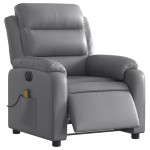 vidaXL Fotoliu de masaj electric rabatabil, gri, piele ecologică