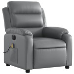 vidaXL Fotoliu de masaj electric rabatabil, gri, piele ecologică