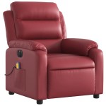 vidaXL Fotoliu de masaj electric rabatabil, roșu vin, piele ecologică vidaXL Fotoliu de masaj electric rabatabil, roșu vin, piele ecologică
