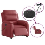 vidaXL Fotoliu de masaj electric rabatabil, roșu vin, piele ecologică vidaXL Fotoliu de masaj electric rabatabil, roșu vin, piele ecologică
