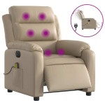 vidaXL Fotoliu electric masaj rabatabil, cappuccino, piele ecologică