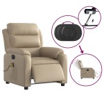 vidaXL Fotoliu electric masaj rabatabil, cappuccino, piele ecologică