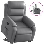 vidaXL Fotoliu rabatabil cu ridicare, gri, piele ecologică vidaXL Fotoliu rabatabil cu ridicare, gri, piele ecologică