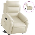 vidaXL Fotoliu rabatabil electric cu ridicare, crem, piele ecologică
