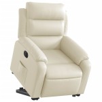 vidaXL Fotoliu rabatabil electric cu ridicare, crem, piele ecologică