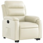 vidaXL Fotoliu rabatabil electric cu ridicare, crem, piele ecologică