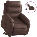 vidaXL Fotoliu rabatabil electric cu ridicare, maro, piele ecologică
