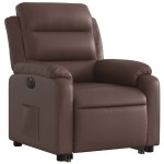 vidaXL Fotoliu rabatabil electric cu ridicare, maro, piele ecologică