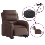 vidaXL Fotoliu rabatabil electric cu ridicare, maro, piele ecologică