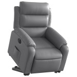 vidaXL Fotoliu rabatabil electric cu ridicare, gri, piele ecologică