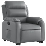 vidaXL Fotoliu rabatabil electric cu ridicare, gri, piele ecologică