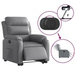 vidaXL Fotoliu rabatabil electric cu ridicare, gri, piele ecologică