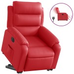 vidaXL Fotoliu rabatabil electric cu ridicare, roșu, piele ecologică