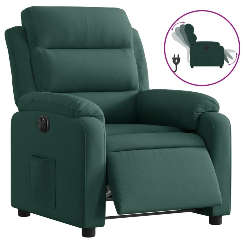 vidaXL Fotoliu rabatabil electric, verde închis, catifea
