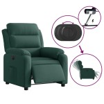 vidaXL Fotoliu rabatabil electric, verde închis, catifea