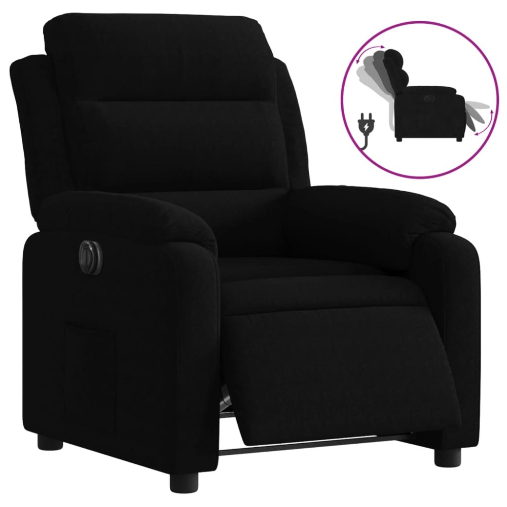 vidaXL Fotoliu rabatabil electric, negru, catifea