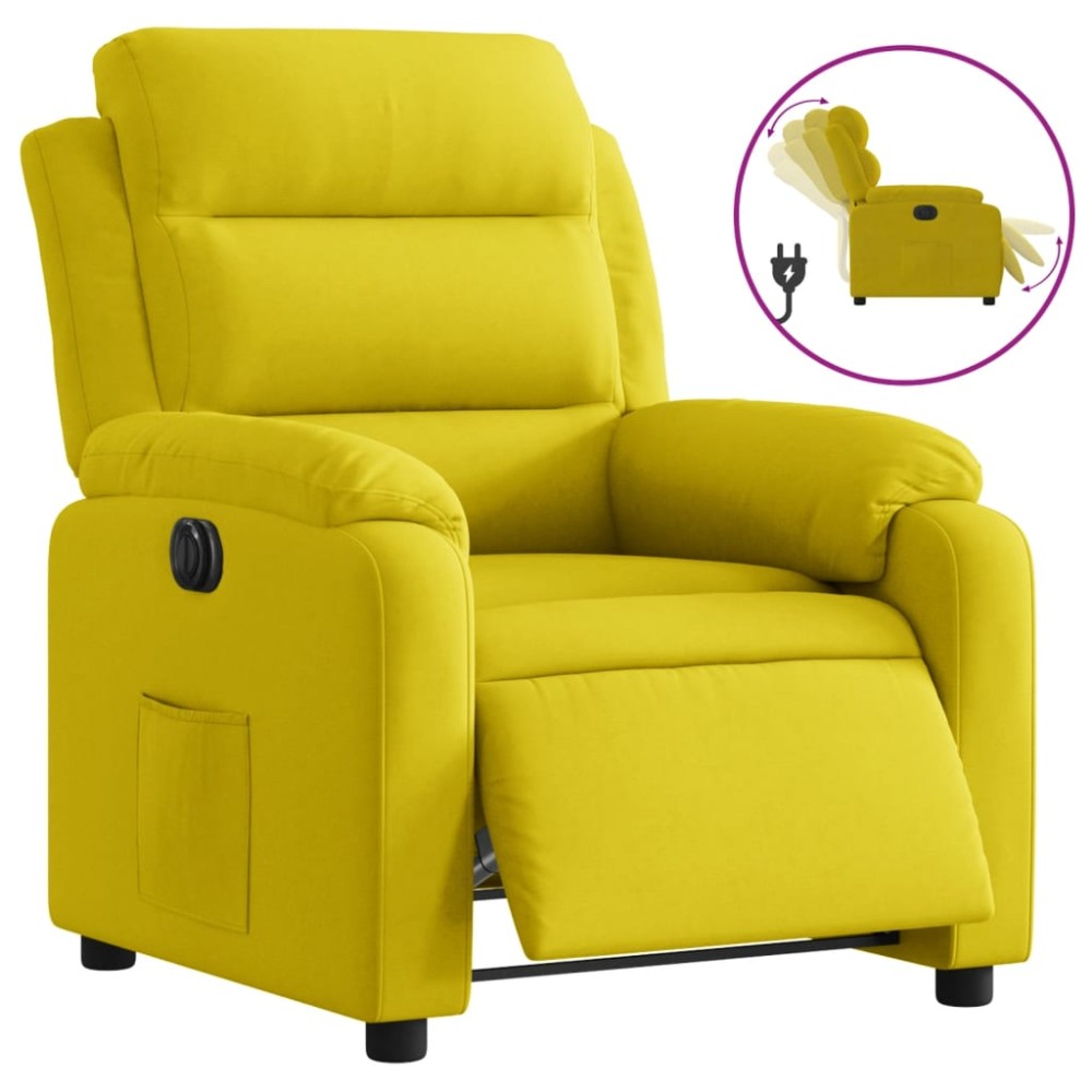 vidaXL Fotoliu rabatabil electric, galben, catifea