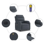 vidaXL Fotoliu electric de masaj rabatabil, gri închis, catifea