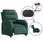 vidaXL Fotoliu electric de masaj rabatabil, verde închis, catifea vidaXL Fotoliu electric de masaj rabatabil, verde închis, catifea