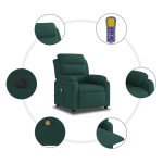 vidaXL Fotoliu electric de masaj rabatabil, verde închis, catifea vidaXL Fotoliu electric de masaj rabatabil, verde închis, catifea