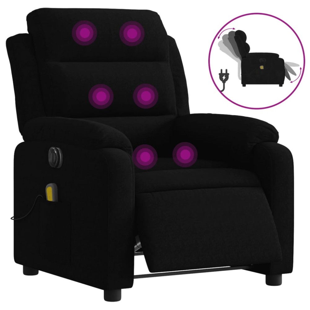 vidaXL Fotoliu electric de masaj rabatabil, negru, catifea