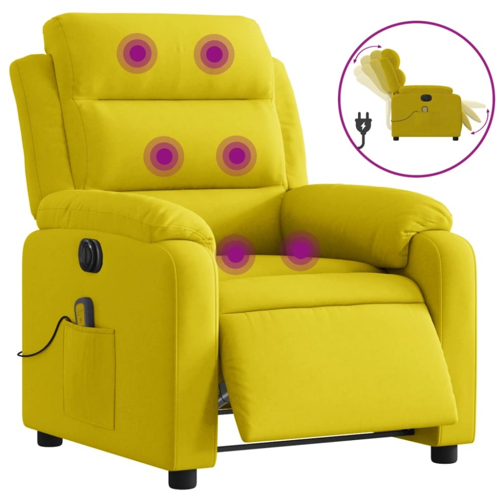 vidaXL Fotoliu de masaj electric rabatabil, galben, catifea