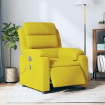 vidaXL Fotoliu de masaj electric rabatabil, galben, catifea vidaXL Fotoliu de masaj electric rabatabil, galben, catifea