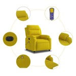 vidaXL Fotoliu de masaj electric rabatabil, galben, catifea vidaXL Fotoliu de masaj electric rabatabil, galben, catifea