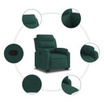 vidaXL Fotoliu rabatabil cu ridicare, verde închis, catifea