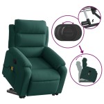 vidaXL Fotoliu de masaj cu ridicare, verde închis, catifea vidaXL Fotoliu de masaj cu ridicare, verde închis, catifea