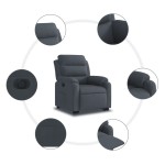 vidaXL Fotoliu electric rabatabil cu ridicare, gri închis, catifea