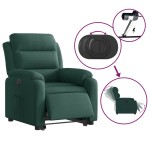 vidaXL Fotoliu electric rabatabil cu ridicare, verde închis, catifea