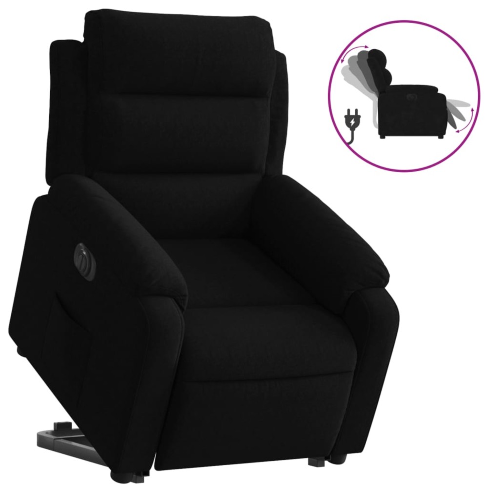 vidaXL Fotoliu electric rabatabil cu ridicare, negru, catifea
