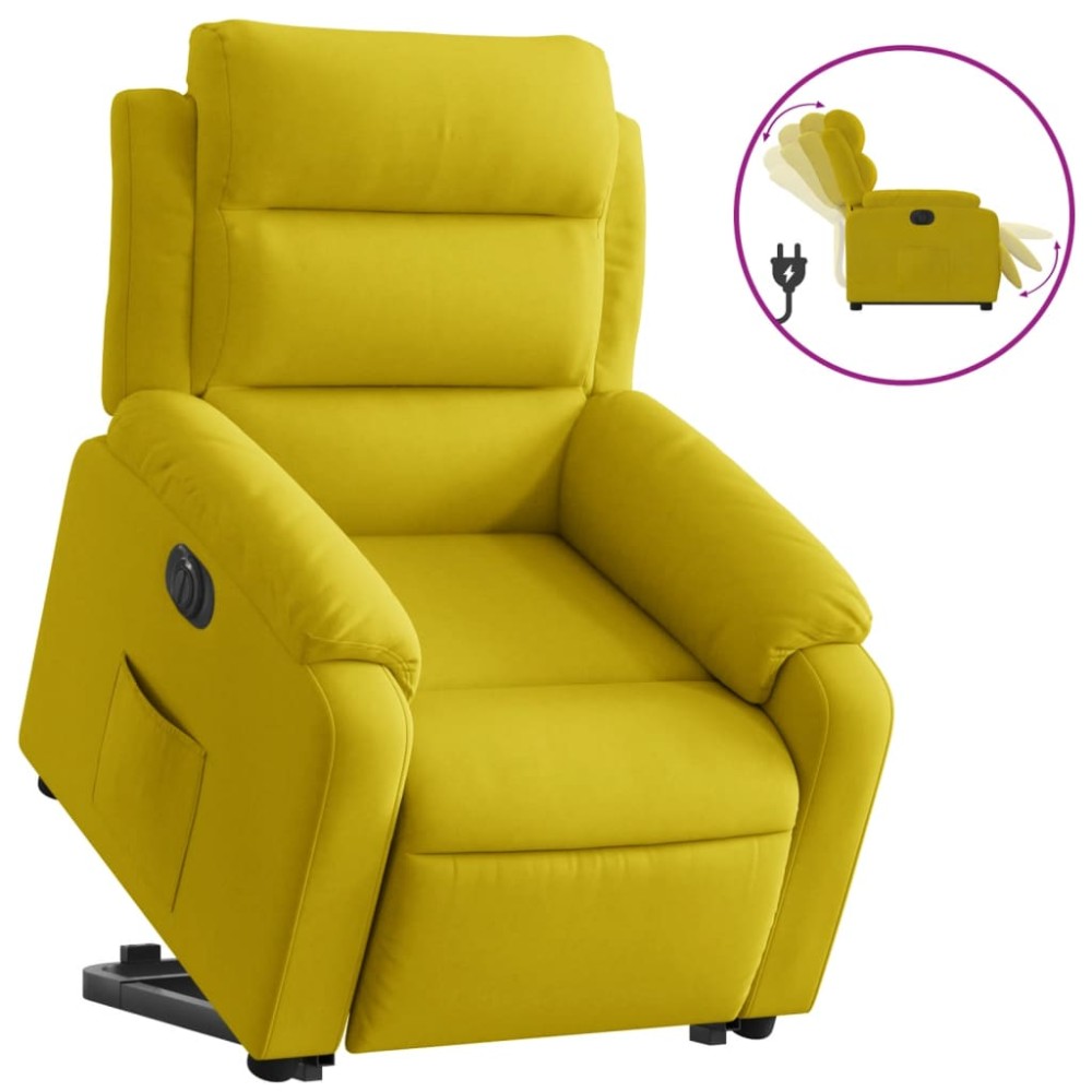 vidaXL Fotoliu electric rabatabil cu ridicare, galben, catifea