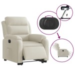 vidaXL Fotoliu electric rabatabil cu ridicare, crem, catifea