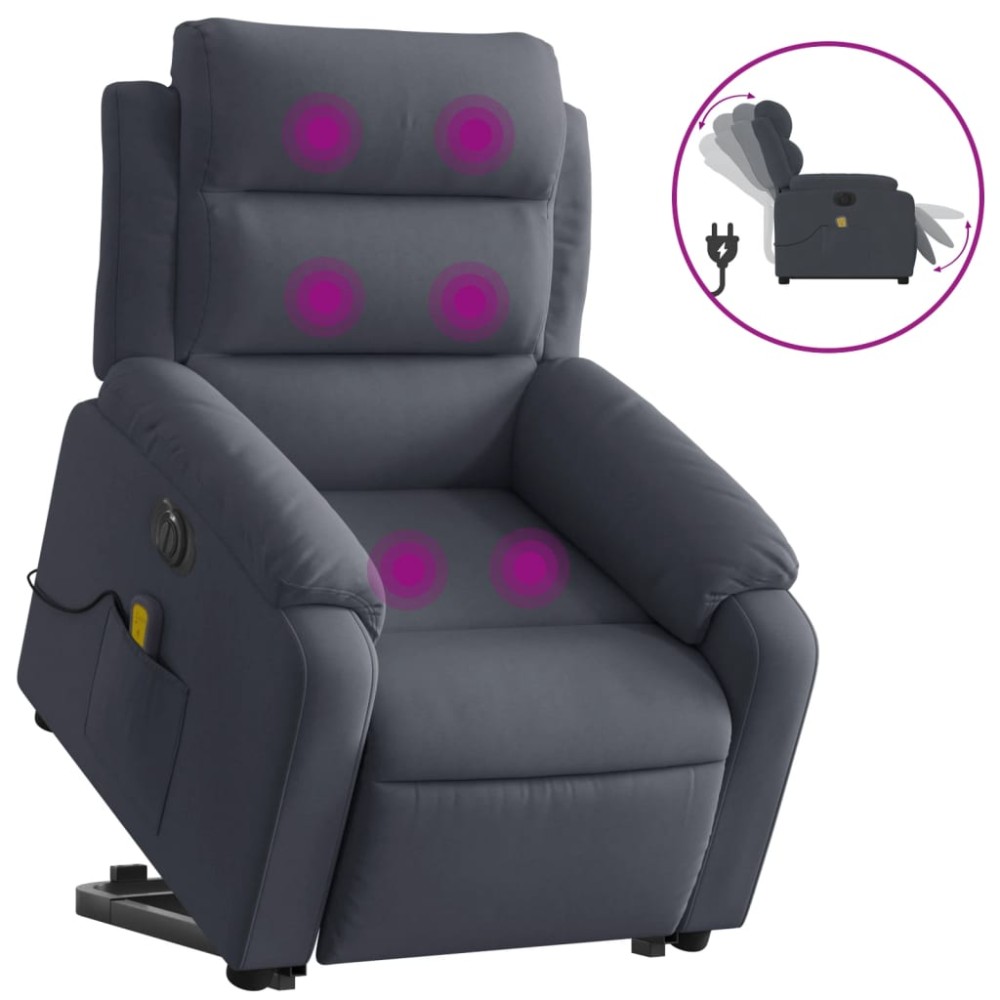 vidaXL Fotoliu electric masaj rabatabil cu ridicare gri închis catifea
