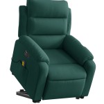 vidaXL Fotoliu electric masaj rabatabil/ridicare verde închis catifea