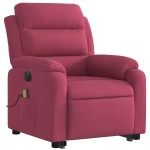 vidaXL Fotoliu de masaj electric rabatabil roșu vin catifea