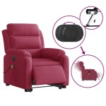 vidaXL Fotoliu de masaj electric rabatabil roșu vin catifea
