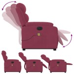 vidaXL Fotoliu de masaj electric rabatabil roșu vin catifea