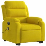 vidaXL Fotoliu de masaj electric rabatabil cu ridicare galben, catifea vidaXL Fotoliu de masaj electric rabatabil cu ridicare galben, catifea