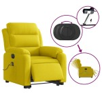 vidaXL Fotoliu de masaj electric rabatabil cu ridicare galben, catifea vidaXL Fotoliu de masaj electric rabatabil cu ridicare galben, catifea